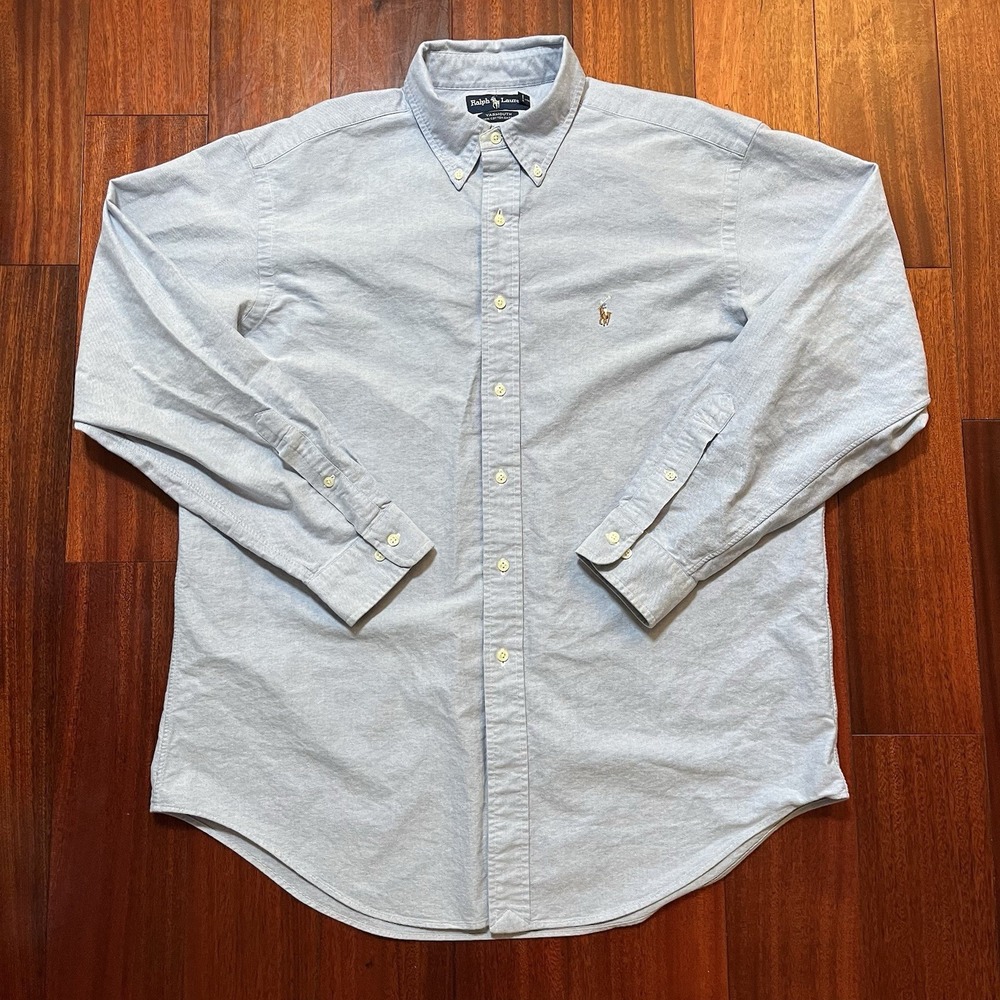 Ralph Lauren Shirt Mens 16.5 34/35 YARMOUTH 100% COTTON OXFORD Blue Button Y2K